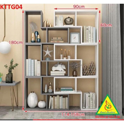Kệ sách để sàn, kệ sách tự đứng, kệ trang trí KTTG04 ( Bộ gồm 6 kệ L)  - Nội thất lắp ráp Viendong Adv