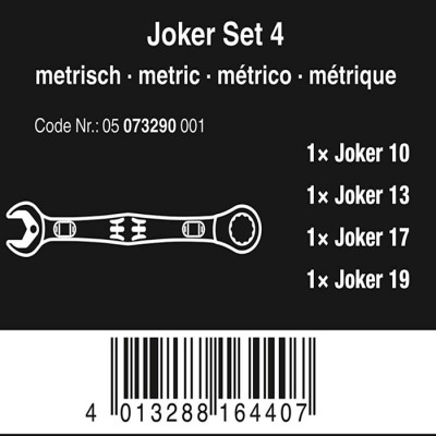 Bộ cờ lê tròng cóc joker 4 cái, Wera 05073290001
