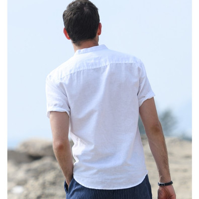 Áo sơ mi nam ngắn tay cổ tàu, chất liệu đũi mềm mát, sản phẩm cao cấp Đũi Việt