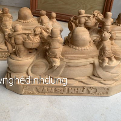 Tượng phật di lặc ngũ phúc bằng gỗ ngọc am thơm nức kt 40x20x20cm 