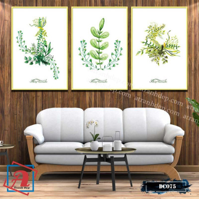 Bộ 3 tranh canvas treo tường Decor Hoa lá phong cách scandinavian – DC075