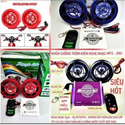 BỘ 2 LOA NGHE NHẠC KIÊM CHỐNG TRỘM KẾT NỐI BLUETOOTH LẮP XE MÁY XE ĐIỆN