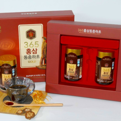 Cao hồng sâm đông trùng hạ thảo 365 Gold Hàn Quốc hộp 2 lọ - Quà tặng thượng hạng cho mọi người