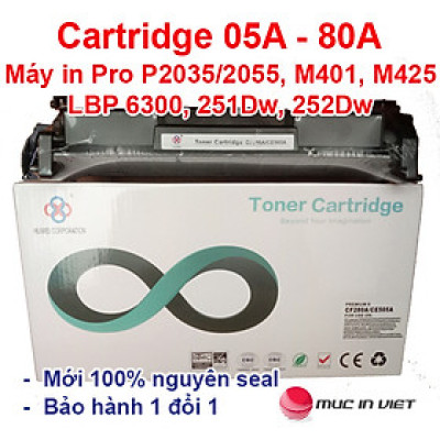 Hộp mực 05A / 80A (hàng nhập khẩu) dùng cho máy in HP Pro 400 M401, M425, P2035, P2055 - Canon LBP 251DW, 252DW, MF416DW - Cartridge CE505A - CF280A