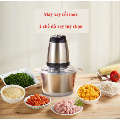 Máy Xay Thịt Đa Năng Cối Inox 2 Lít Dao Thép 4 Lưỡi