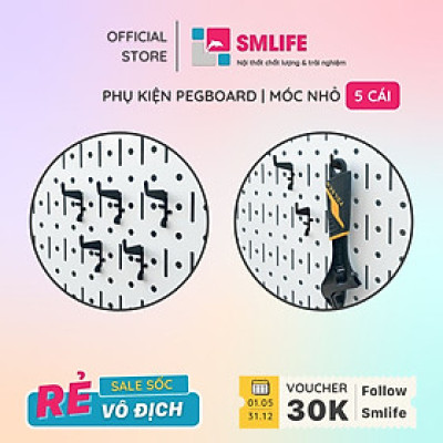 Bộ 5 móc nhỏ Pegboard bằng thép dày 1,6mm sơn tĩnh điện hiện đại - Phụ kiện cho bảng treo dụng cụ cơ khí 