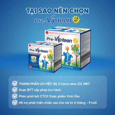 [MUA 1 TẶNG 1] Pre-Vipteen 2 Giúp Tăng Chiều Cao,Tăng Sức Đề Kháng Cho Trẻ Từ 6 Tháng Tuổi  HSD T5/2026