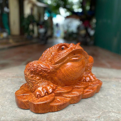 Cóc thiềm thừ phong thủy cầu tài ,lộc bằng gỗ hương đá kt 40×30×24cm 