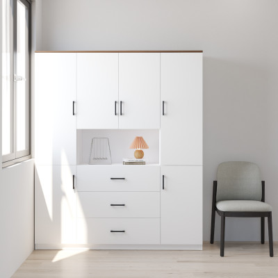 HAPPY FURNITURE , Tủ lưu trữ 6 cửa mở 3 ngăn kéo - SAFA , TCM_259 , 160cm x 40cm x 190cm DxRxC