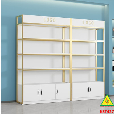 Kệ trưng bày sản phẩm, hàng hóa , kệ trang trí khung sắt mặt gỗ KST427- NỘI THẤT LẮP RÁP VIENDONGADV
