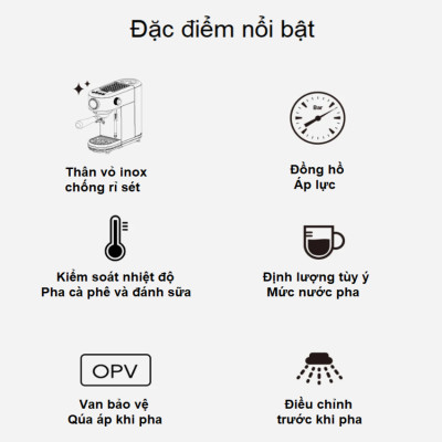 Máy pha cà phê bán tự động Espresso, Cappuccino, Latte thương hiệu HiBREW H10B cao cấp - Hàng Chính Hãng