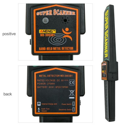 (Kèm Pin 9v) Máy Dò Kim Loại An Ninh Cầm Tay Super Scanner MD3003B1 - Hàng Nhập Khẩu