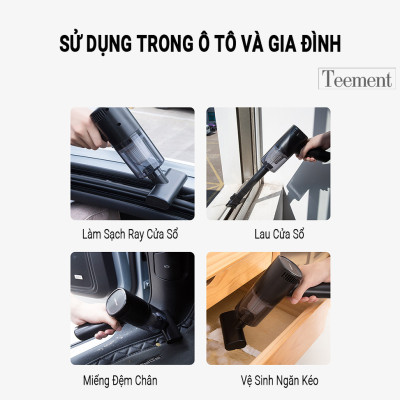 Máy Hút Bụi Cầm Tay Không Dây Teement TM01 Cao Cấp, Lực Hút Lớn 6000PA, Êm Ái Mạnh Mẽ, Sử Dụng Trong Nhà, Ngoài Trời Và Cho Ô Tô , Công Suất Lớn - Hàng Chính Hãng