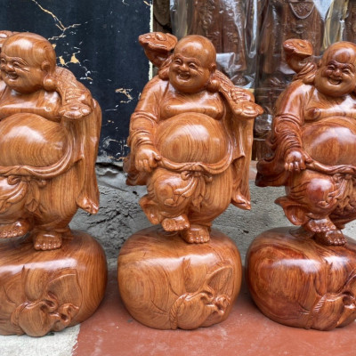 Tượng phật di lặc bằng gỗ hương đá kt cao 40cm   