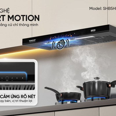 Máy hút mùi âm tủ Sunhouse SHB5HM-68TURBO, Công suất 220W, Chế độ Booster hút cực mạnh 1600m3/h, Công nghệ Ultra-Quiet độ ồn thấp, Điều khiển cảm biến thông minh vẫy tay, Bảo hành 36 tháng tại nhà - Hàng chính hãng