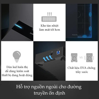 Ugreen UG50422US222TK Hộp đựng ổ cứng 3.5 chuẩn SATA hỗ trợ 10TB có cấp nguồn - HÀNG CHÍNH HÃNG