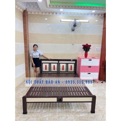 GIƯỜNG SẮT KIỂU 4 SỌC - CAO CẤP HỘP 4X8 GIÁ RẺ - KÍCH THƯỚC 1M8X2M - FREE SHIP HCM