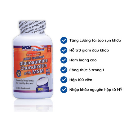 Viên Uống Glucosamine Chondroitin With Msm Giúp Giảm Đau Do Viêm Xương Khớp Hộp 100 Viên