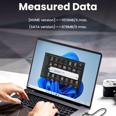 Ugreen UG15512CM578TK NVME USB type C 3.1 Gen2 tốc độ 10Gbps có kèm 2 cáp A-C + C-C dài 0.5M - hỗ trợ SSD 2Tb - Vỏ nhôm Box đọc ổ cứng SSD M.2 Màu Đe - HÀNG CHÍNH HÃNG