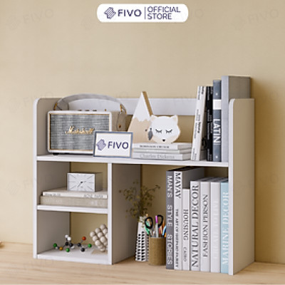 Kệ Gỗ Để Bàn FB21 FIVO Cao Cấp Màu Trắng Và Xám , Dùng Decor Bàn Học, Văn Phòng, Đa Dạng Mẫu Mã Và Màu Sắc
