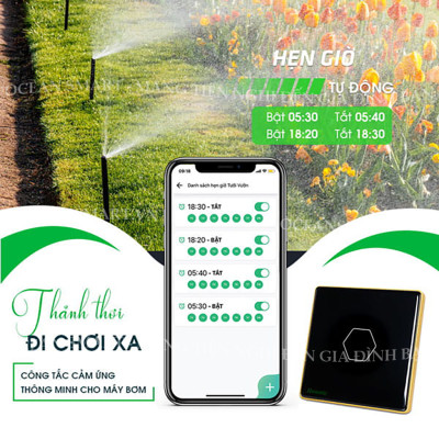 Công Tắc Thông Minh Wifi Hunonic, Công Tắc Điều Khiển Từ Xa Qua Điện Thoại Hình Vuông - HNSV