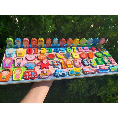 Bộ Bảng Gỗ Câu Cá Nam châm Và Ghép Hình Học, Chữ Số, Chữ Cái, Nhiều Chi Tiết Giúp Bé Phát Triển Trí Tuệ Montessori Hàng nhập khẩu Toy kid