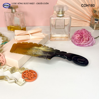  Lược Sừng Vân Nưa Chuôi Cuốn (Size: XL-20cm) Họa Tiết Uốn Lượn Sắc Sảo, Chăm sóc tóc - COH160