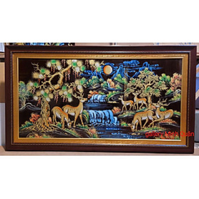 Tranh sơn mài đắp nổi thếp vàng -Tùng Lộc