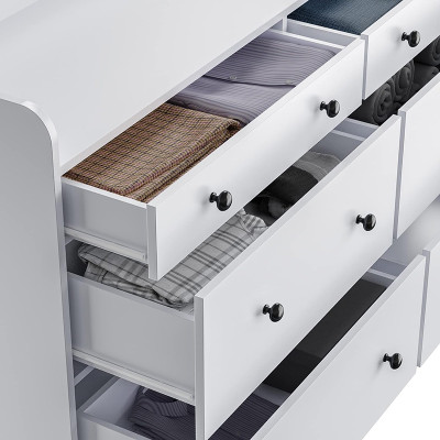 Tủ Gỗ 6 Ngăn Kéo Hiện Đại Màu Trắng Dài 135cm Thương Hiệu SIB Decor KG81