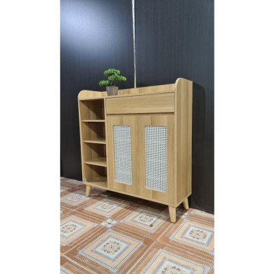Kệ tủ giày cánh mây chân gỗ
