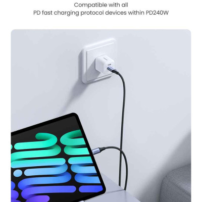 Ugreen UG15311US535TK 1M 240W Cáp USB type C to USB-C c-c 2.0 hỗ trợ sạc nhanh PD3.1 - truyền dữ liệu - HÀNG CHÍNH HÃNG