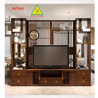 Kệ tivi kiêm vách ngăn phòng khách và nhà bếp 3VTV03 - Nội thất lắp ráp Viễn Đông
