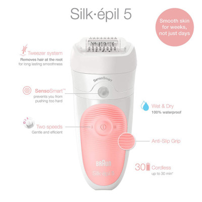 Máy nhổ lông và mát xa mặt Braun Epilator Silk-épil SES 5-895 hàng chính hãng