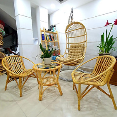 Bộ bàn ghế + xích đu mây home decore