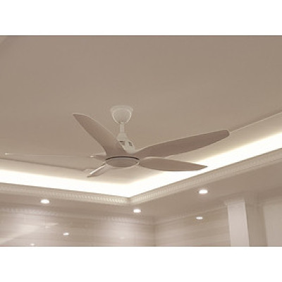 Quạt trần có đèn trang trí, màu trắng sang trọng, động cơ ĐC tiết kiệm điện, có điều khiển từ xa và hẹn giờ