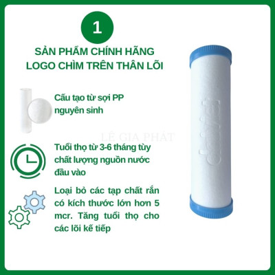 Chính Hãng - Lõi Lọc Nước RO Số 1 Lõi PP 10" 5 Micro Đại Việt