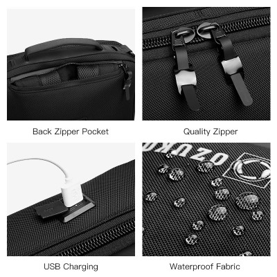 Túi đeo chéo OZUKO chất liệu cứng cáp kháng nước có cổng USB chống trộm tiện lợi cho nam
