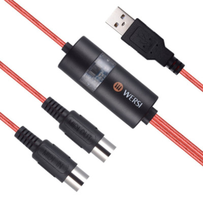 Dây Cáp Midi To USB Cable Cao Cấp Cho Organ, Keyboard WERSI UM-18 (Kết nối truyền tín hiệu, âm thanh sang Computer, Laptop, PC, Smartphone - Hoặc từ Midi sang Midi) -  Kèm Móng Gảy DreamMaker