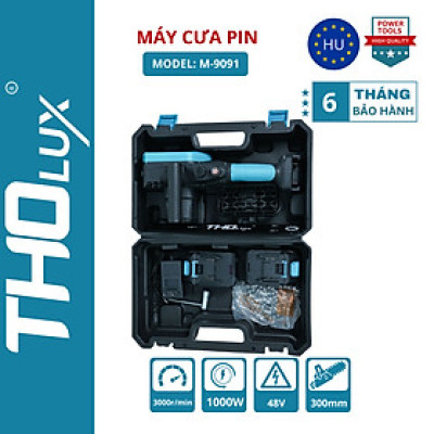 Máy cưa xích pin Tholux M-9091 Chiều dài lam 12 inch, pin 10cell, Động cơ Không Chổi Than