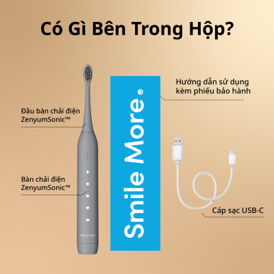 Bàn Chải Điện Zenyum Sonic MỚI 2.0 Màu Xám- Công Nghệ Singapore
