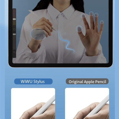 Bút cảm ứng Wiwu Pencil L Dành cho Ipad làm bằng hợp kim nhôm, thiết kế từ tính bảo vệ bút khỏi bị lăn và rơi - Hàng chính hãng