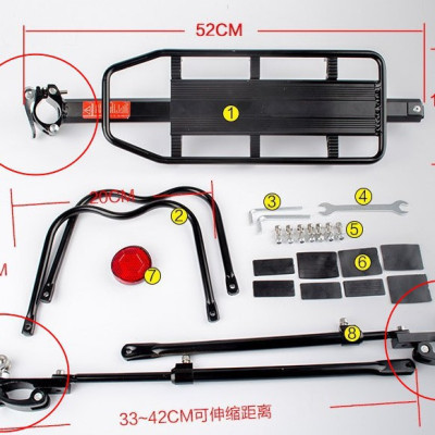 Ba ga xe đạp, gác baga xe đạp đa năng, chất liệu hợp kim nhôm bắt cốt yên chắc chắn. Phù hợp cho xe cỡ 24, 26, 27 inch