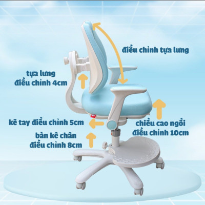 Ghế học sinh chống gù đa năng Juno sofa nâng hạ chiều cao tay gạt CT G104+ có khóa bánh trọng lực, xoay 360 độ