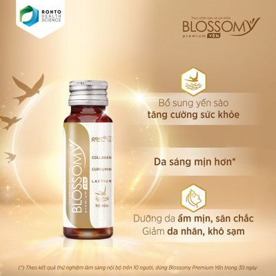Nước uống collagen tổ yến giúp đẹp da, tăng cường sức khỏe Blossomy Premium lốc 10 chai x 50ml