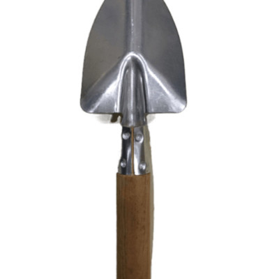 Xẻng làm vườn cầm tay Inox - Thép trắng cán gỗ dài 30cm chất lượng cao