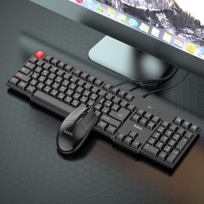 Bộ Bàn Phím Máy Tính Và Chuột Có Dây hoco. GM16 – Hàng Chính Hãng Fullsize 104 phím Cổng USB Cho Máy Tính, Laptop 