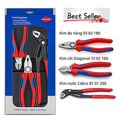 Bộ Kìm Gia Đình Best Seller Knipex 00 20 09 V01 Gồm 3 Chiếc Thông Dụng - Sản Xuất Tại Đức