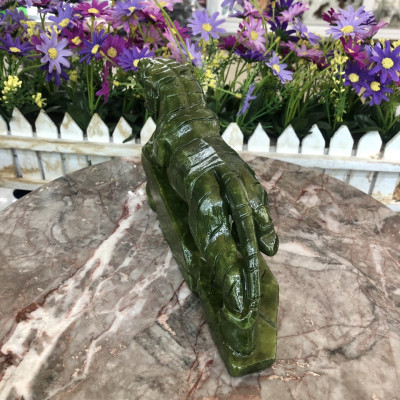 Tượng con Cọp, Hổ giáp phong thủy đá ngọc Ấn Độ - Cao 20 cm