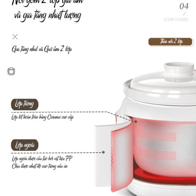 Nồi Nấu Chậm Đa Năng Điện Tử 8 Chức Năng Bennix BN-30SLC ( 3L)- Hàng Chính Hãng