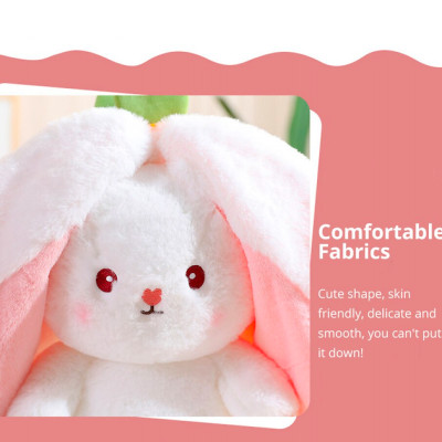 Thú nhồi bông thỏ cà rốt dâu tây 2 trong 1 - Size từ 18 đến 35cm - Quà tặng gấu bông thỏ siêu dễ thương - Gối ôm mềm mịn cho bé